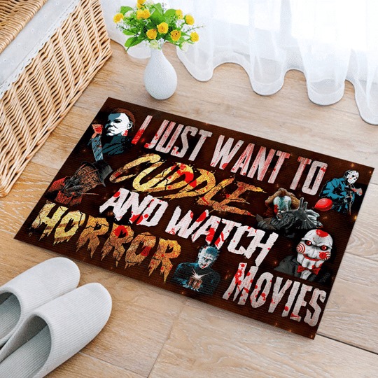 I Just Want To Cuddle And Watch Horror Movies Doormat 1
