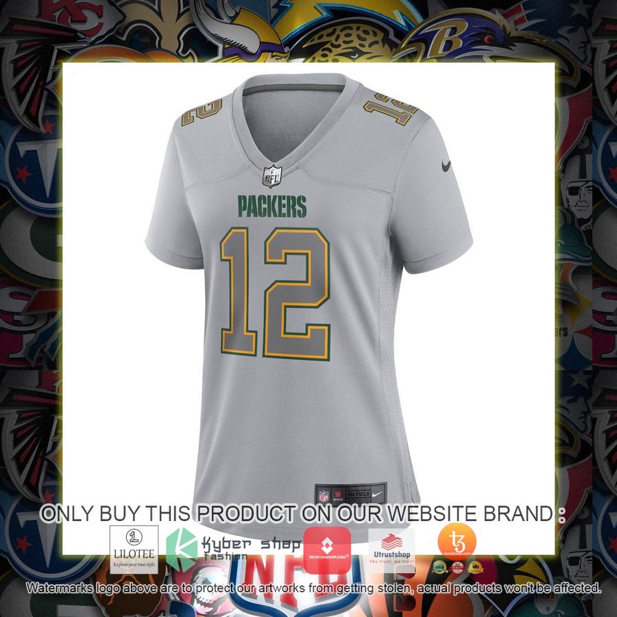 HOT Aaron Rodgers Green Bay Packers Nike Women's Atmosphere Fashion Gray Football Jersey Shirt 2 aaron rodgers green bay packers nike womens atmosphere fashion gray football jersey 2 14691