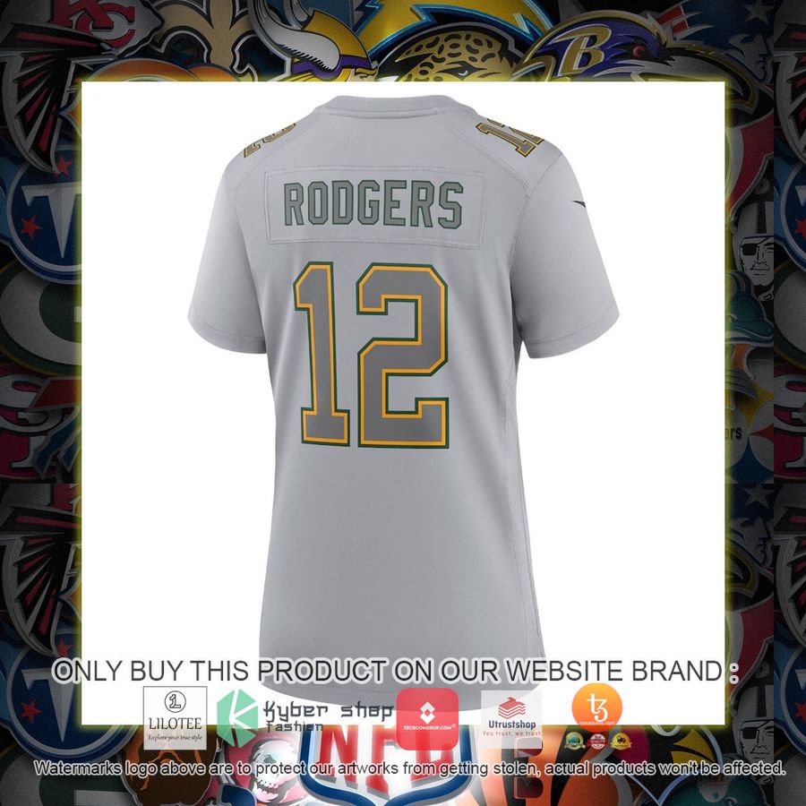 HOT Aaron Rodgers Green Bay Packers Nike Women's Atmosphere Fashion Gray Football Jersey Shirt 3 aaron rodgers green bay packers nike womens atmosphere fashion gray football jersey 3 76510