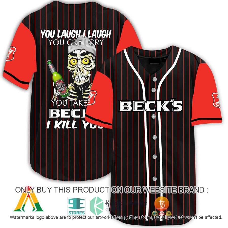 NEW Achmed the Dead Terrorist You Laugh I Laugh You Take My Beck's Beer I Kill You Baseball Shirt 1 achmed the dead terrorist you laugh i laugh you take my becks beer i kill you baseball jersey 1 37776