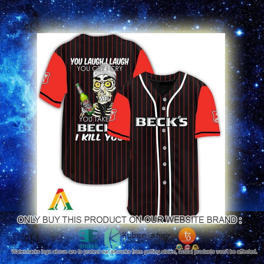 NEW Achmed the Dead Terrorist You Laugh I Laugh You Take My Beck's Beer I Kill You Baseball Shirt 2 achmed the dead terrorist you laugh i laugh you take my becks beer i kill you baseball jersey 2 18380