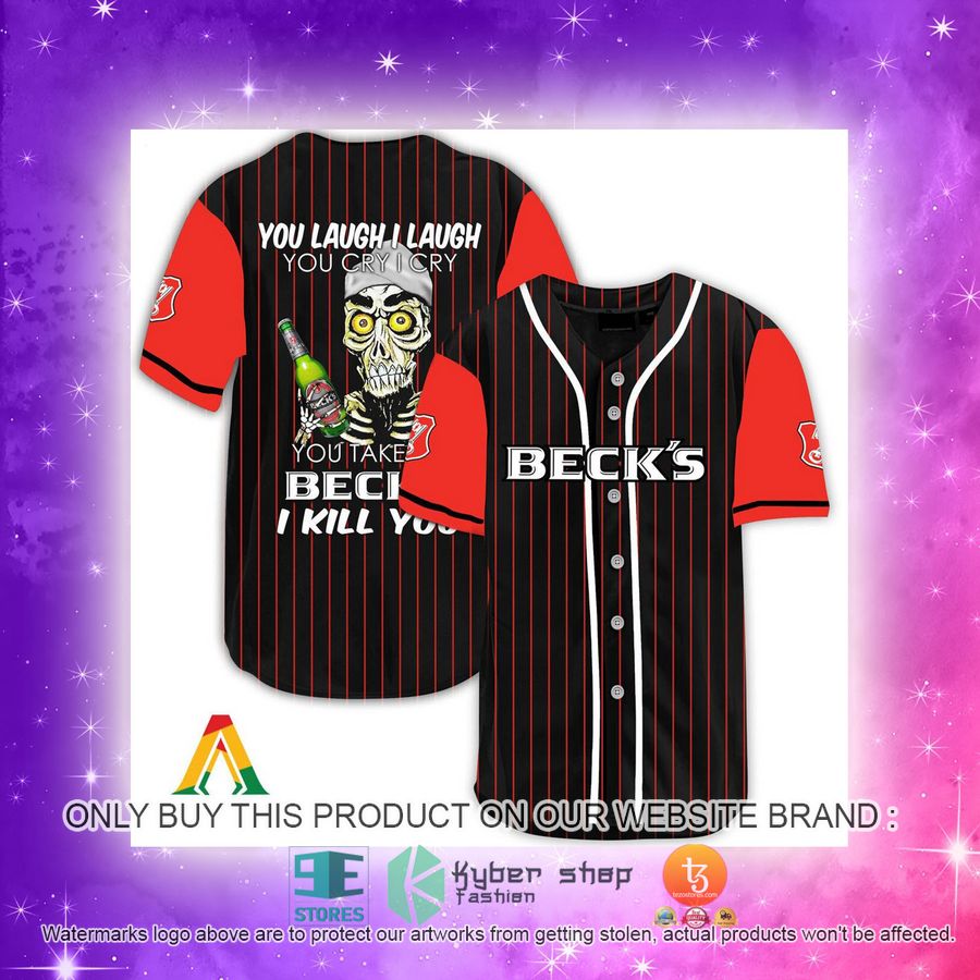 NEW Achmed the Dead Terrorist You Laugh I Laugh You Take My Beck's Beer I Kill You Baseball Shirt 4 achmed the dead terrorist you laugh i laugh you take my becks beer i kill you baseball jersey 4 76306