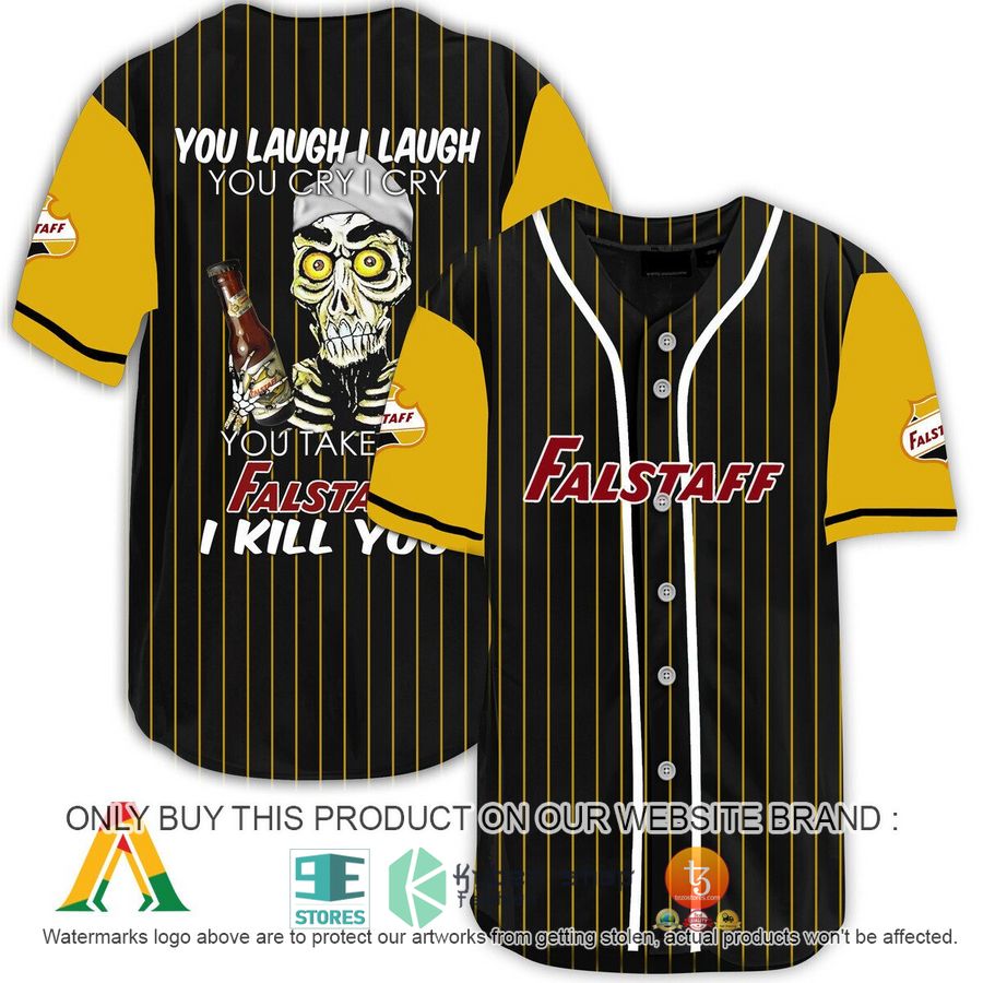 NEW Achmed the Dead Terrorist You Laugh I Laugh You Take My Falstaff Beer I Kill You Baseball Shirt 8 achmed the dead terrorist you laugh i laugh you take my falstaff beer i kill you baseball jersey 1 72942