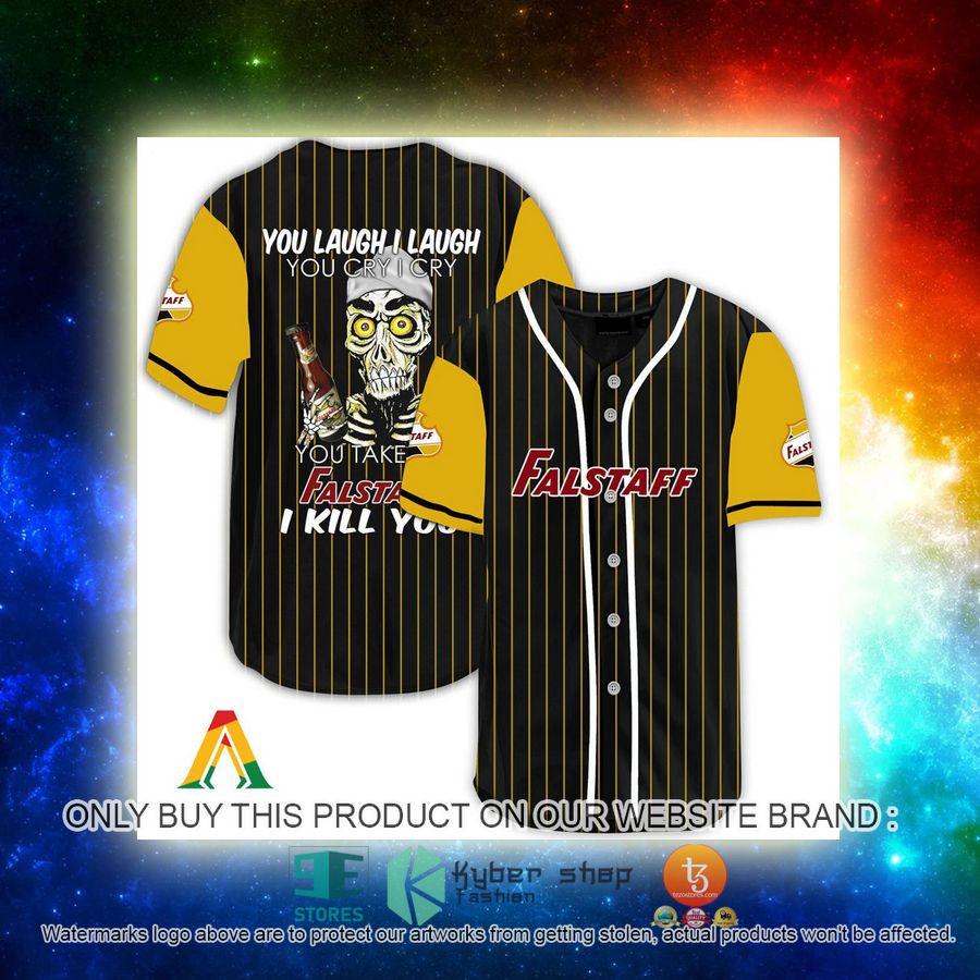 NEW Achmed the Dead Terrorist You Laugh I Laugh You Take My Falstaff Beer I Kill You Baseball Shirt 3 achmed the dead terrorist you laugh i laugh you take my falstaff beer i kill you baseball jersey 3 86952
