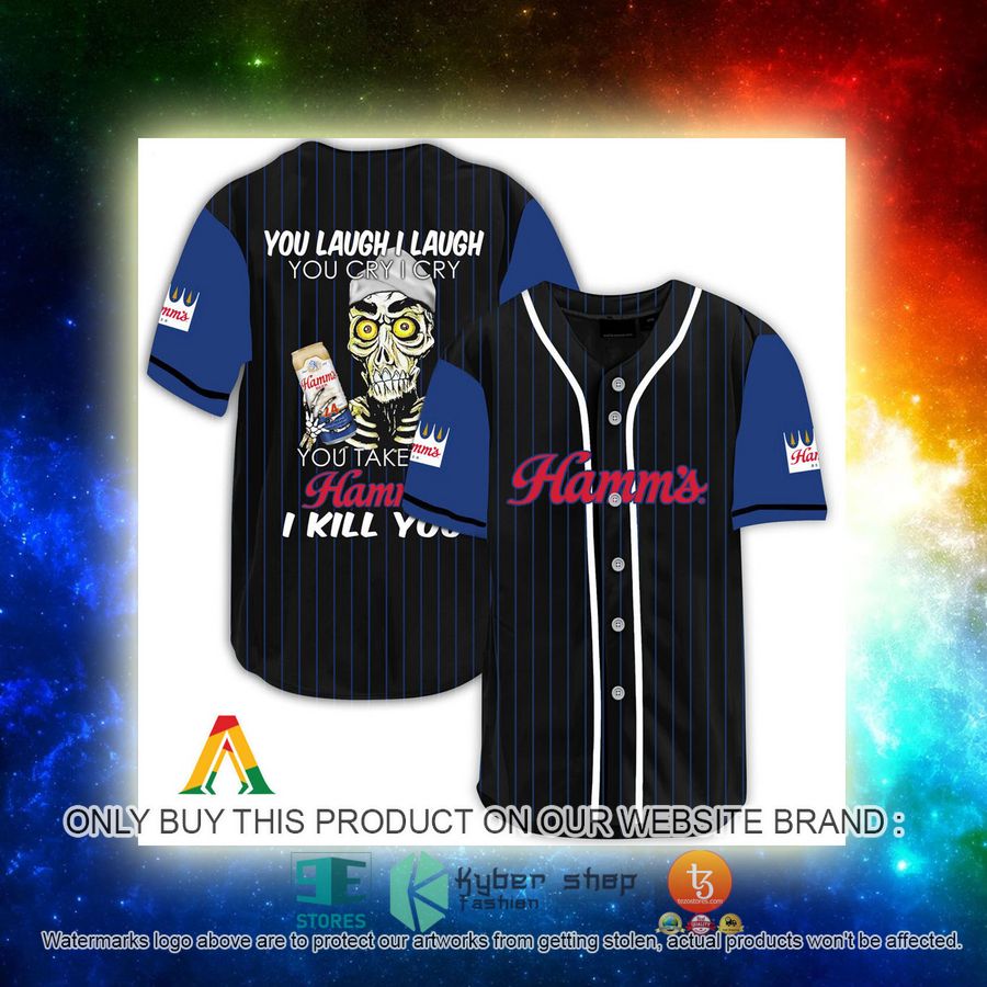 NEW Achmed the Dead Terrorist You Laugh I Laugh You Take My Hamm's Beer I Kill You Baseball Shirt 3 achmed the dead terrorist you laugh i laugh you take my hamms beer i kill you baseball jersey 3 39107
