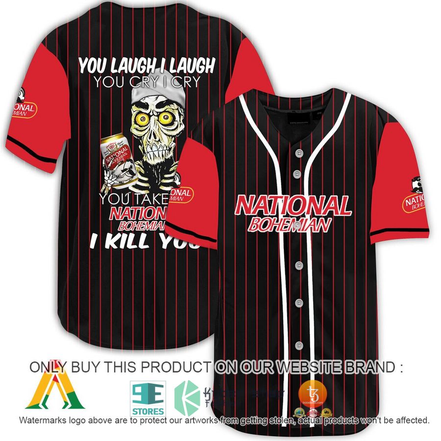 NEW Achmed the Dead Terrorist You Laugh I Laugh You Take My National Bohemian I Kill You Baseball Shirt 9 achmed the dead terrorist you laugh i laugh you take my national bohemian i kill you baseball jersey 1 77710