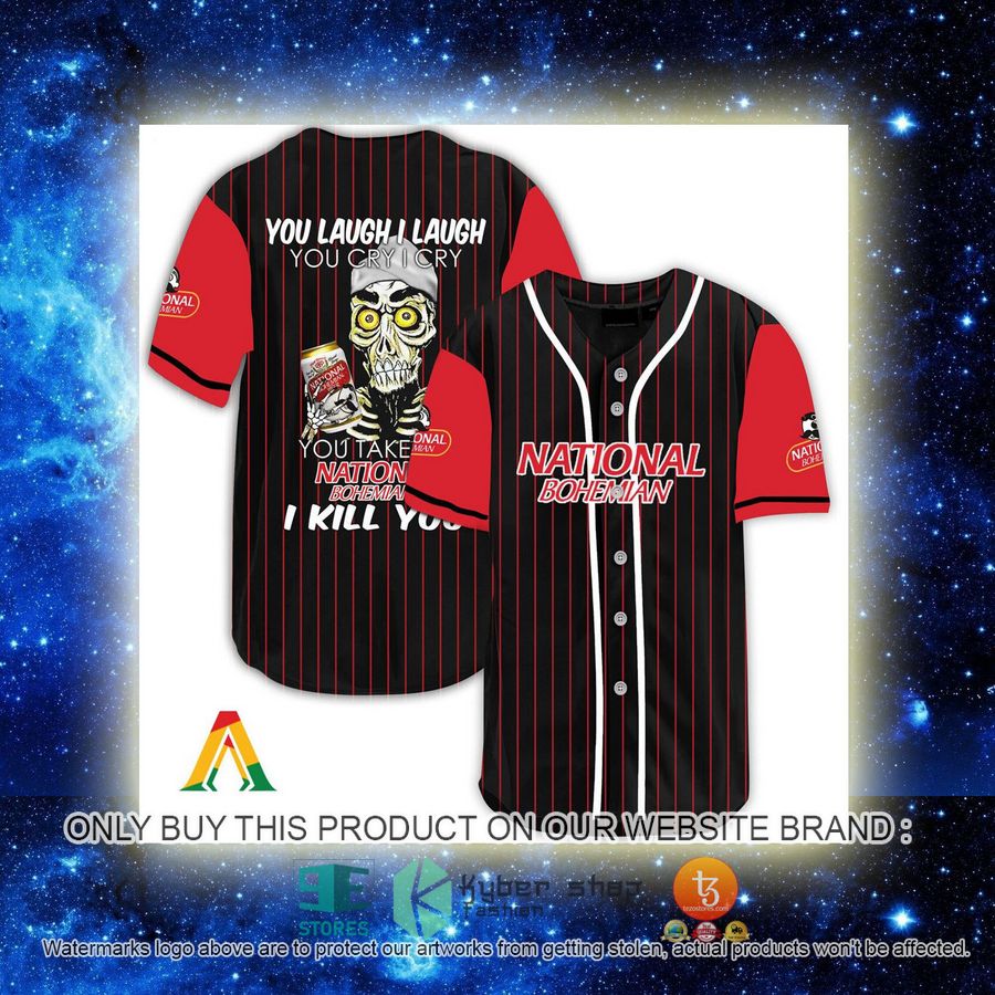 NEW Achmed the Dead Terrorist You Laugh I Laugh You Take My National Bohemian I Kill You Baseball Shirt 2 achmed the dead terrorist you laugh i laugh you take my national bohemian i kill you baseball jersey 2 58583