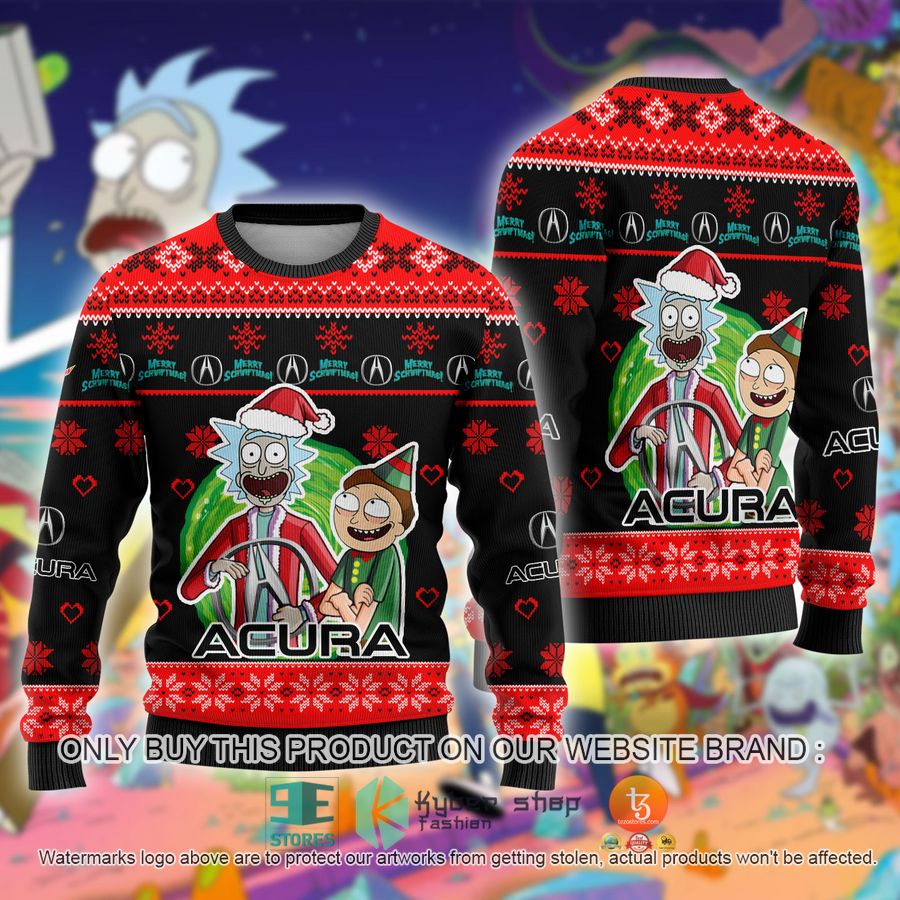 acura car rick and morty ugly christmas sweater 1 38940