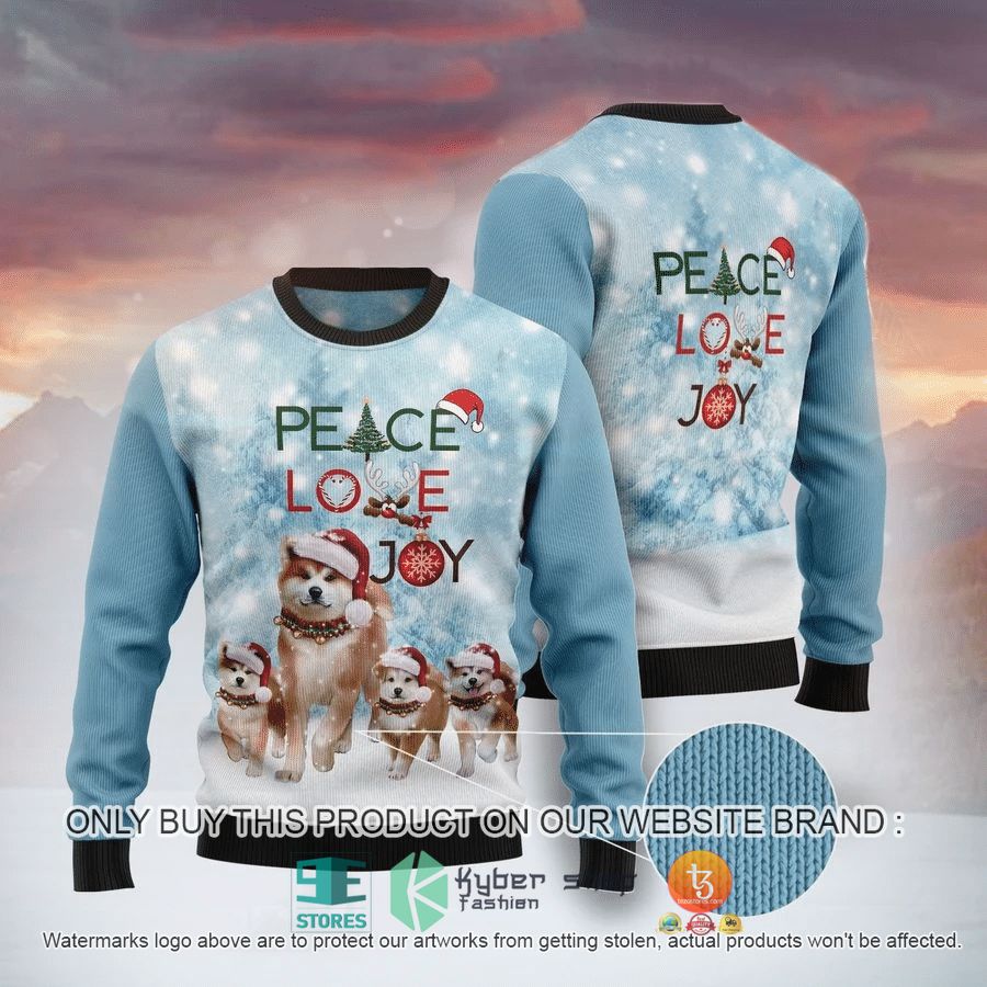 akita peace love joy christmas ugly sweater 1 53055
