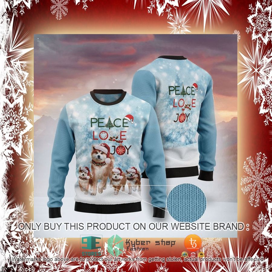 NEW Akita Peace Love Joy Christmas Sweatshirt, Sweater 2 akita peace love joy christmas ugly sweater 2 31301