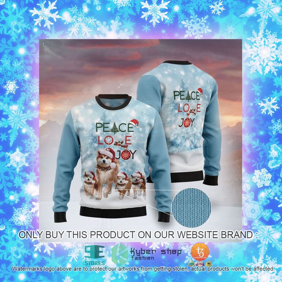 NEW Akita Peace Love Joy Christmas Sweatshirt, Sweater 4 akita peace love joy christmas ugly sweater 4 63063