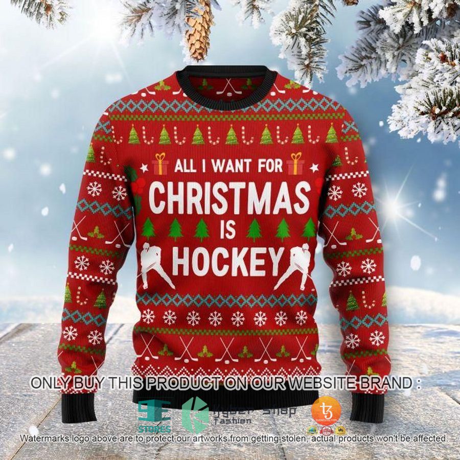 HOT All I Want For Christmas Is Hockey Ugly Christmas Sweater 2 all i want for christmas is hockey ugly christmas sweater 2 13289