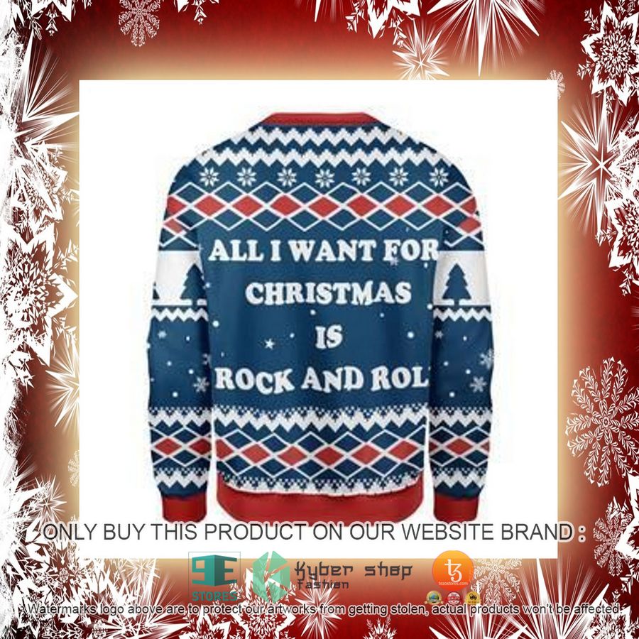 NEW All I Want For Christmas Is Rock And Roll Christmas Sweatshirt, Sweater 4 all i want for christmas is rock and roll christmas ugly sweater 4 10540