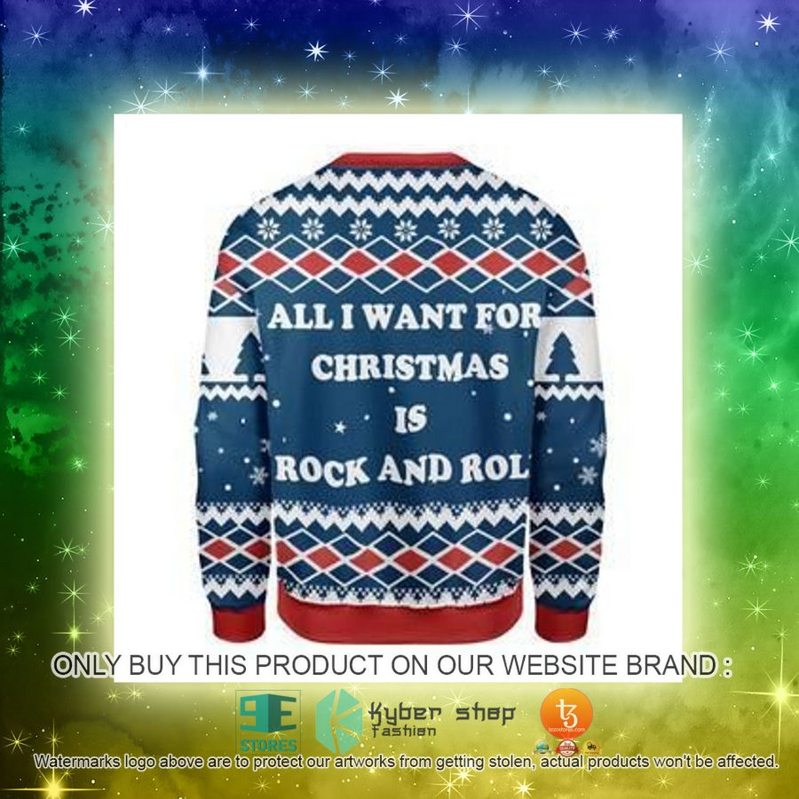 NEW All I Want For Christmas Is Rock And Roll Christmas Sweatshirt, Sweater 6 all i want for christmas is rock and roll christmas ugly sweater 6 85789