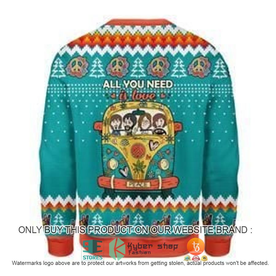 HOT All You Need Is Love Hippie Ugly Christmas Sweater 2 all you need is love hippie ugly christmas sweater 2 12979
