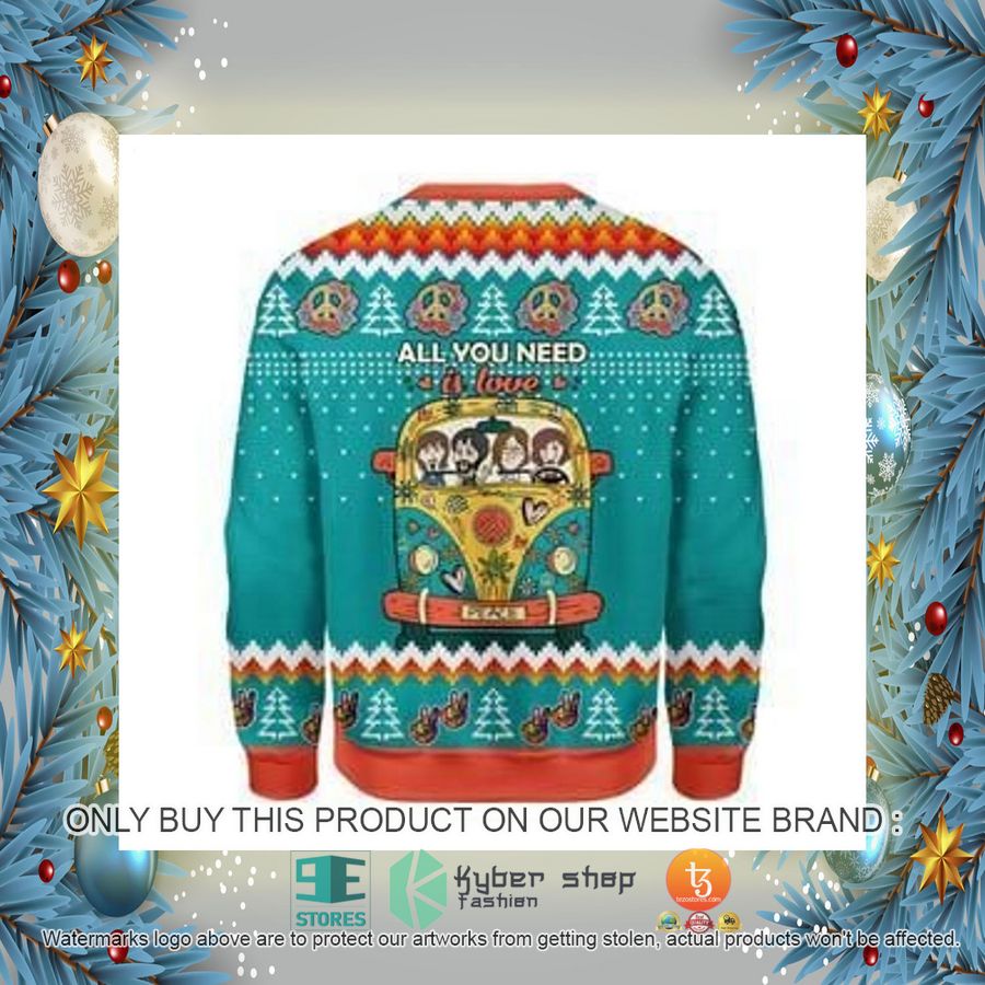 HOT All You Need Is Love Hippie Ugly Christmas Sweater 4 all you need is love hippie ugly christmas sweater 4 15427