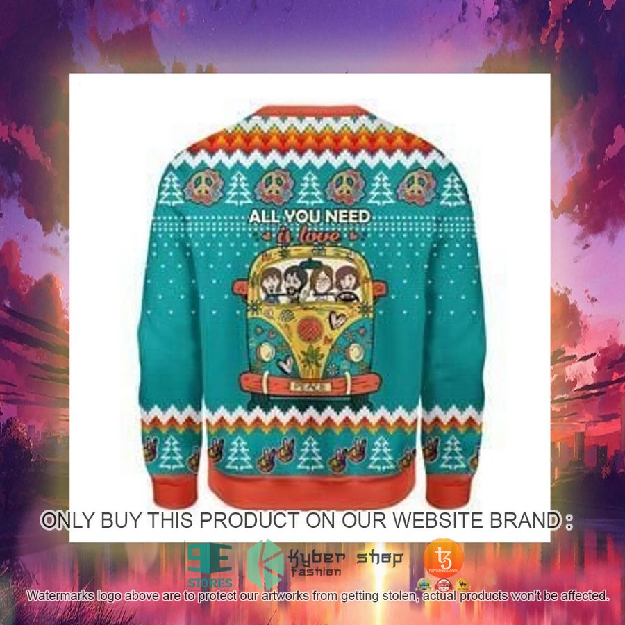 HOT All You Need Is Love Hippie Ugly Christmas Sweater 6 all you need is love hippie ugly christmas sweater 6 54290