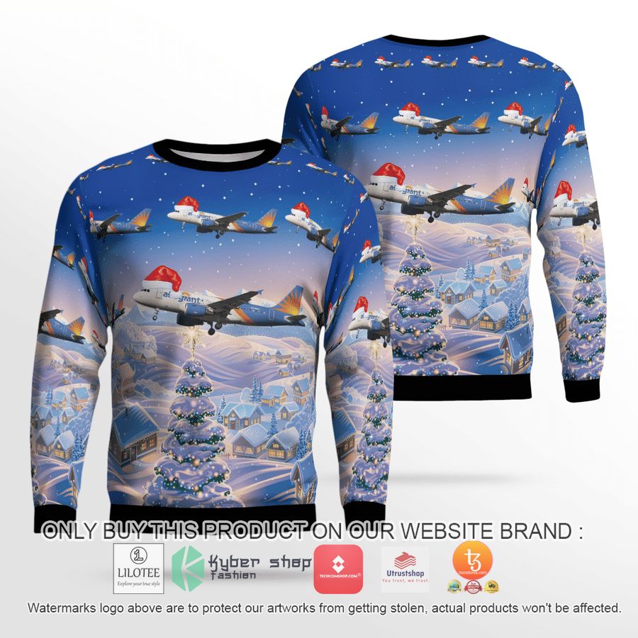 allegiant air airbus a319 111 christmas 3d sweater 2 2042