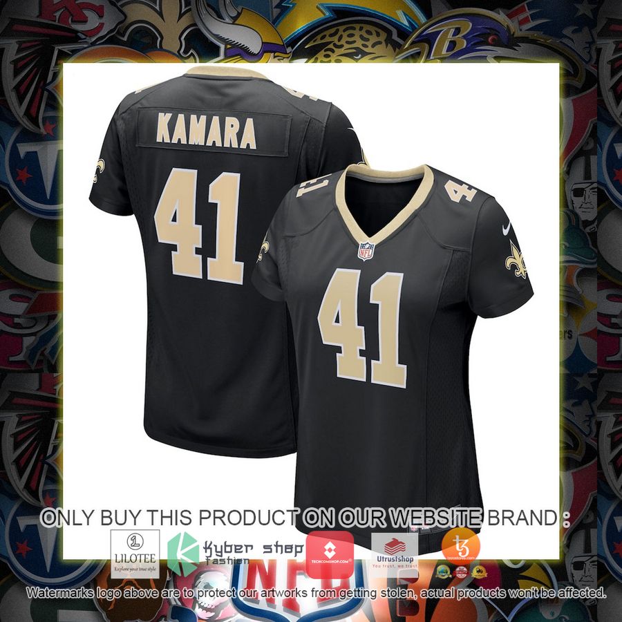 alvin kamara new orleans saints nike womens game black football jersey 1 24759
