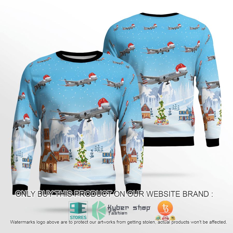 NEW American Airlines Boeing 777-300ER Christmas Sweatshirt 8 american airlines boeing 777 300er christmas sweater sweatshirt 1 38327