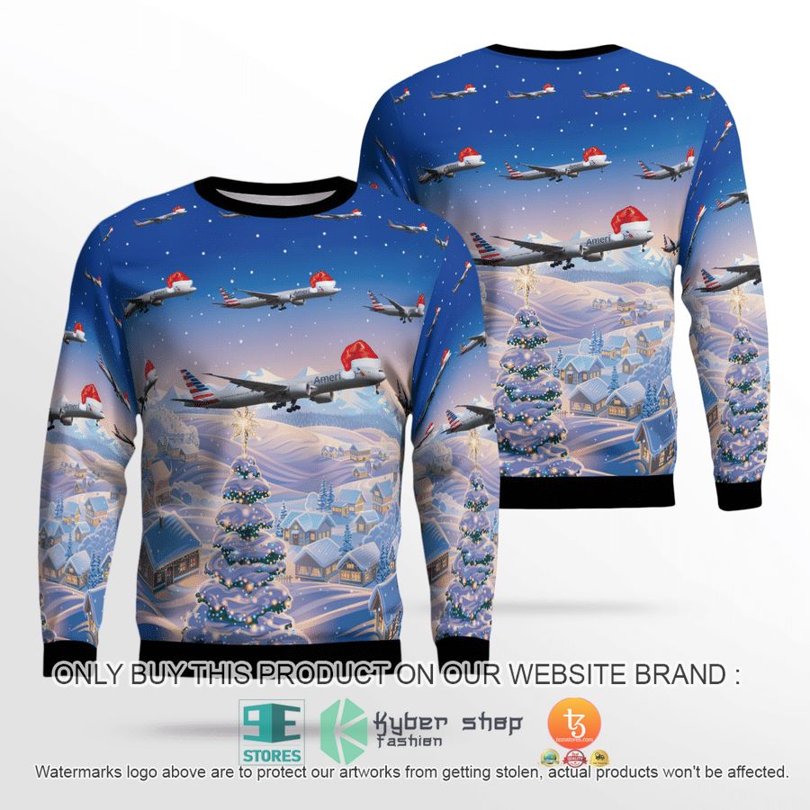 american airlines boeing 777 323er christmas sweater sweatshirt 1 54648