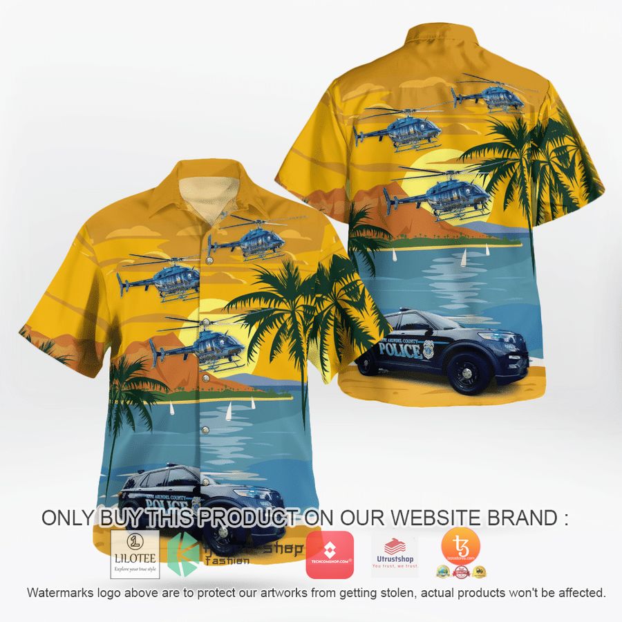 anne arundel county maryland anne arundel county police department car and bell 407 helicopter hawaiian shirt 1 72903