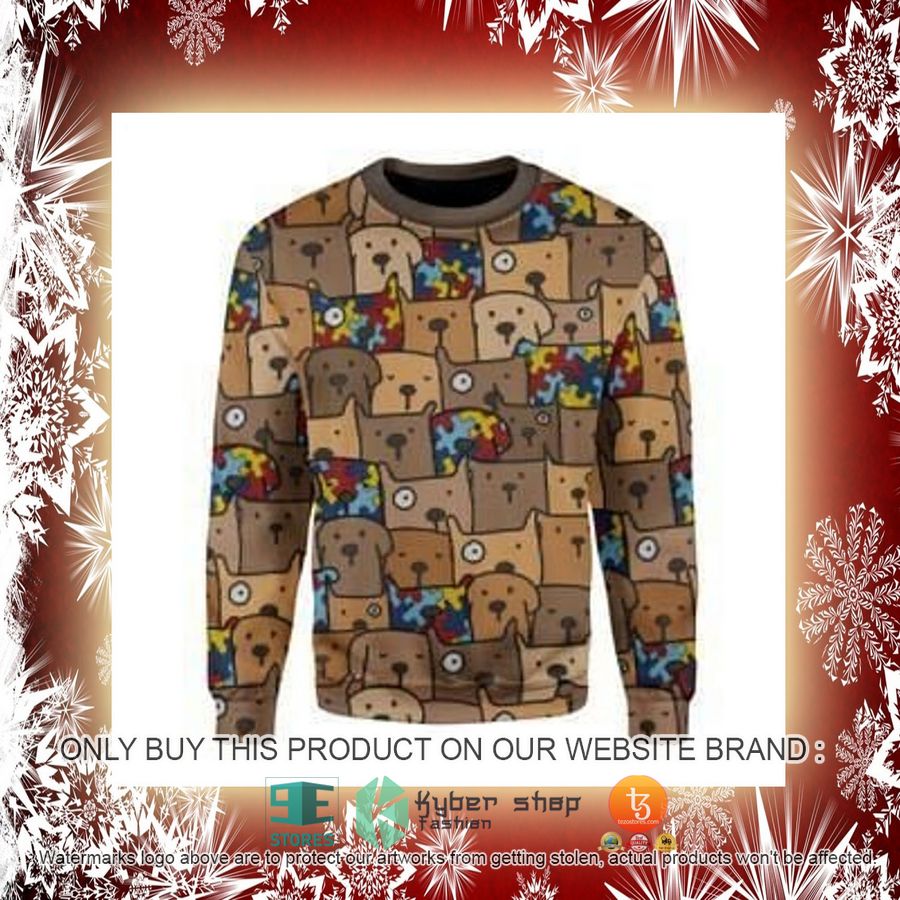NEW Autism Awareness Dog Christmas Sweatshirt, Sweater 3 autism awareness dog christmas ugly sweater 3 24214