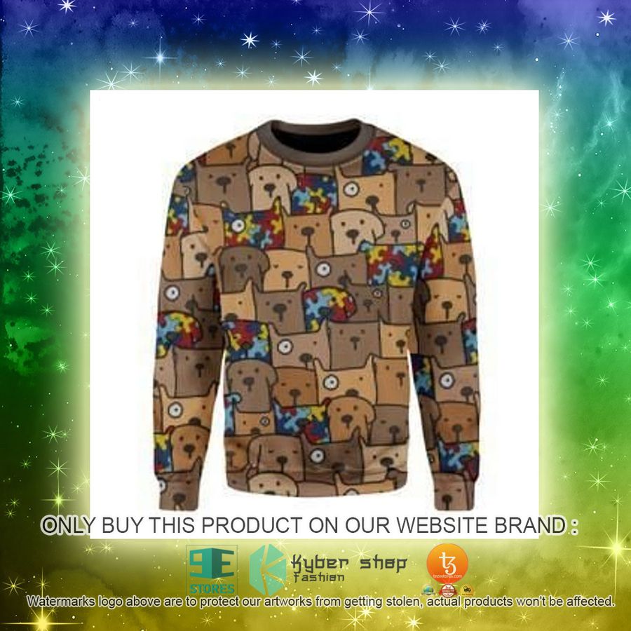 NEW Autism Awareness Dog Christmas Sweatshirt, Sweater 5 autism awareness dog christmas ugly sweater 5 70531