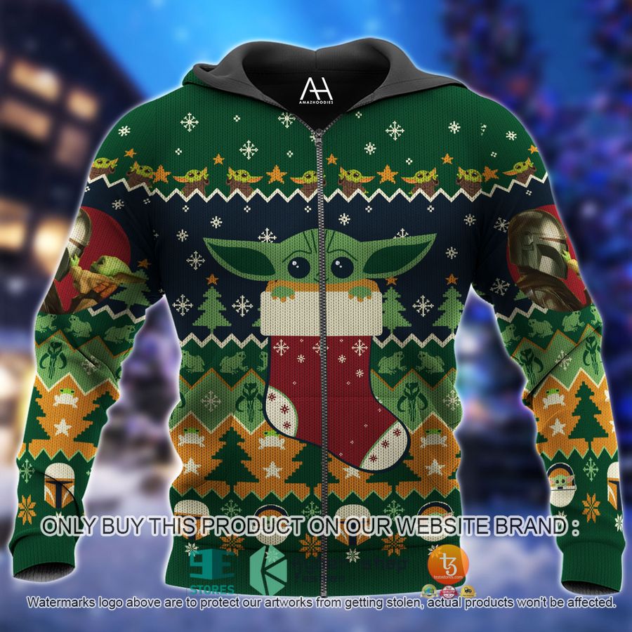 HOT Baby Yoda in sock Christmas Shirt, Hoodie 4 baby yoda in sock christmas all over printed shirt hoodie 4 31442