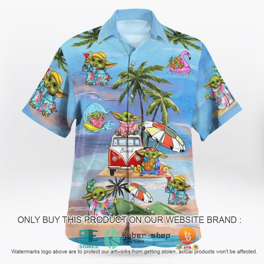 baby yoda summer time blue hawaiian shirt shorts 1 74062