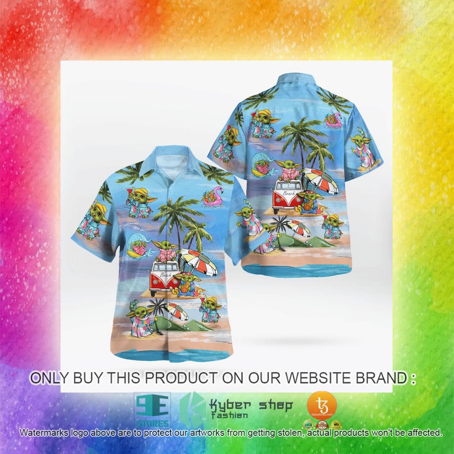 baby yoda summer time blue hawaiian shirt shorts 14 91088