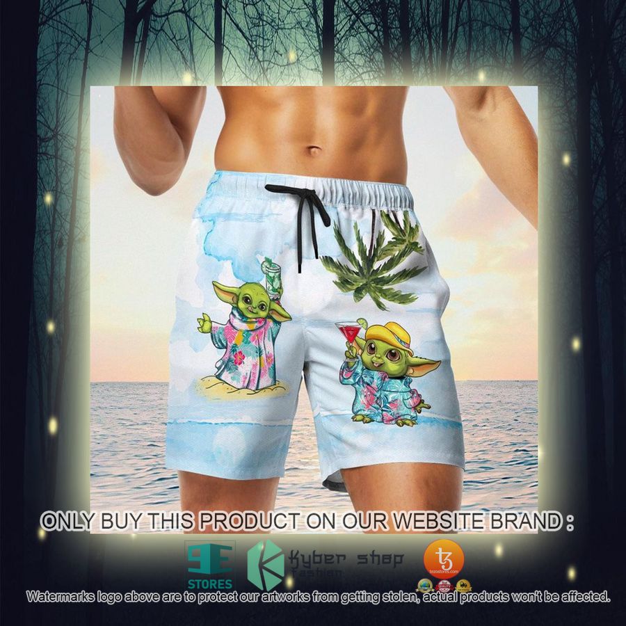 NEW Baby Yoda Summer Time Light Blue Hawaii Shirt, Shorts 11 baby yoda summer time light blue hawaiian shirt shorts 11 11498