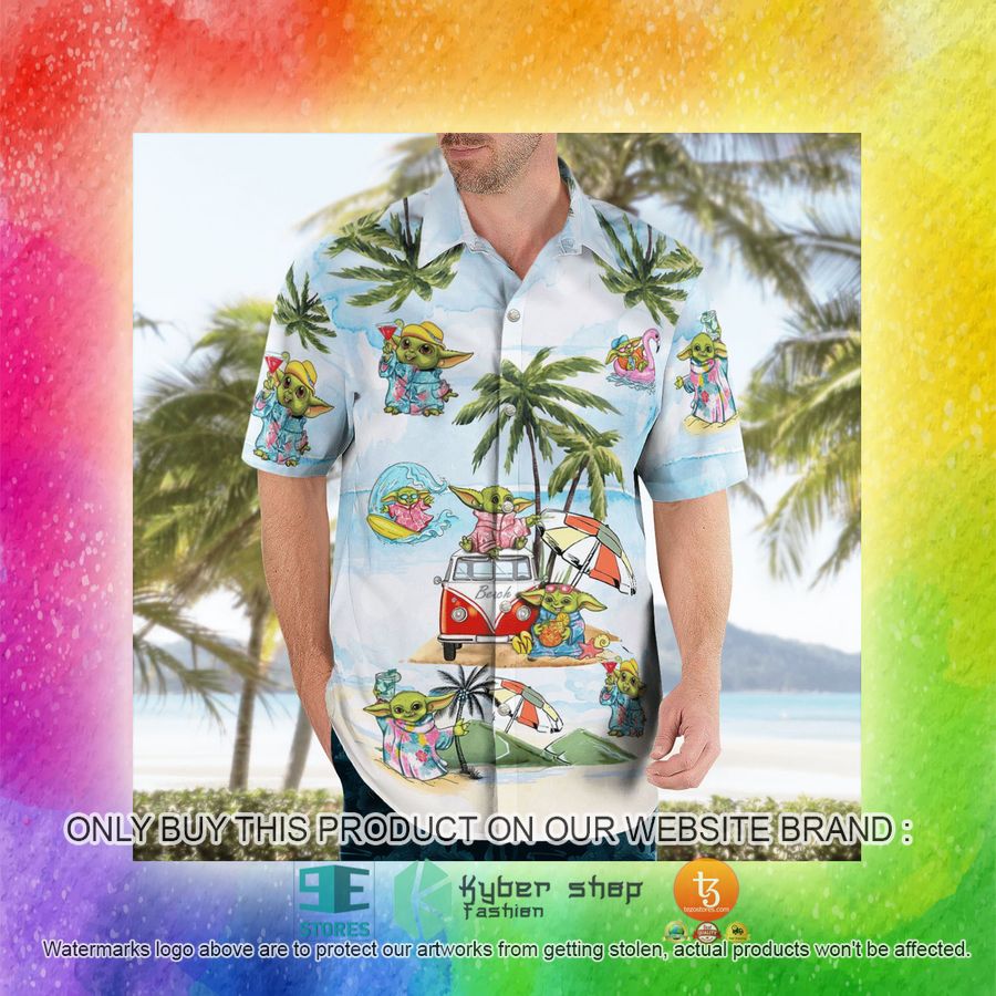 NEW Baby Yoda Summer Time Light Blue Hawaii Shirt, Shorts 16 baby yoda summer time light blue hawaiian shirt shorts 16 89246