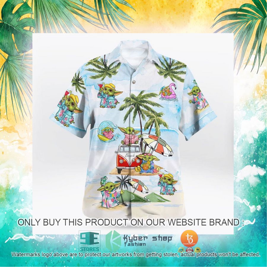 baby yoda summer time light blue hawaiian shirt shorts 19 71103