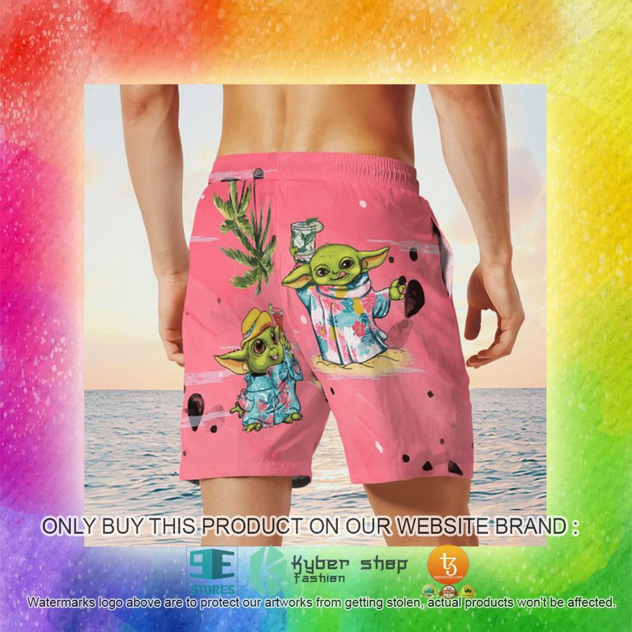 baby yoda summer time pink hawaiian shirt shorts 18 54252