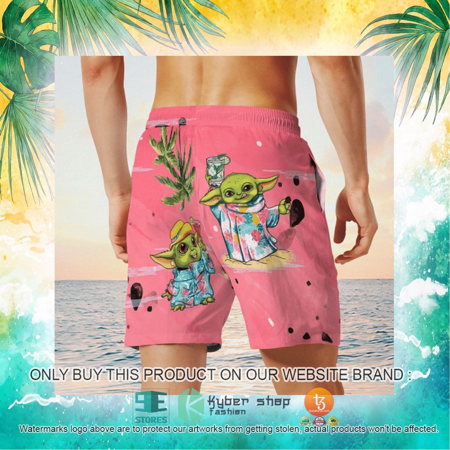 baby yoda summer time pink hawaiian shirt shorts 24 55865