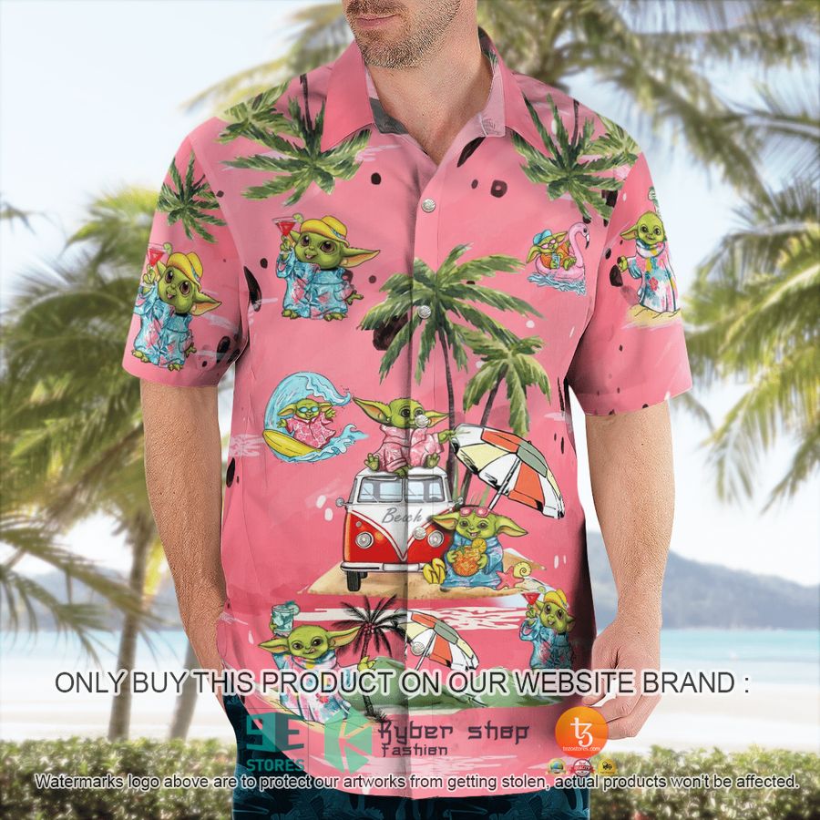 baby yoda summer time pink hawaiian shirt shorts 4 2344