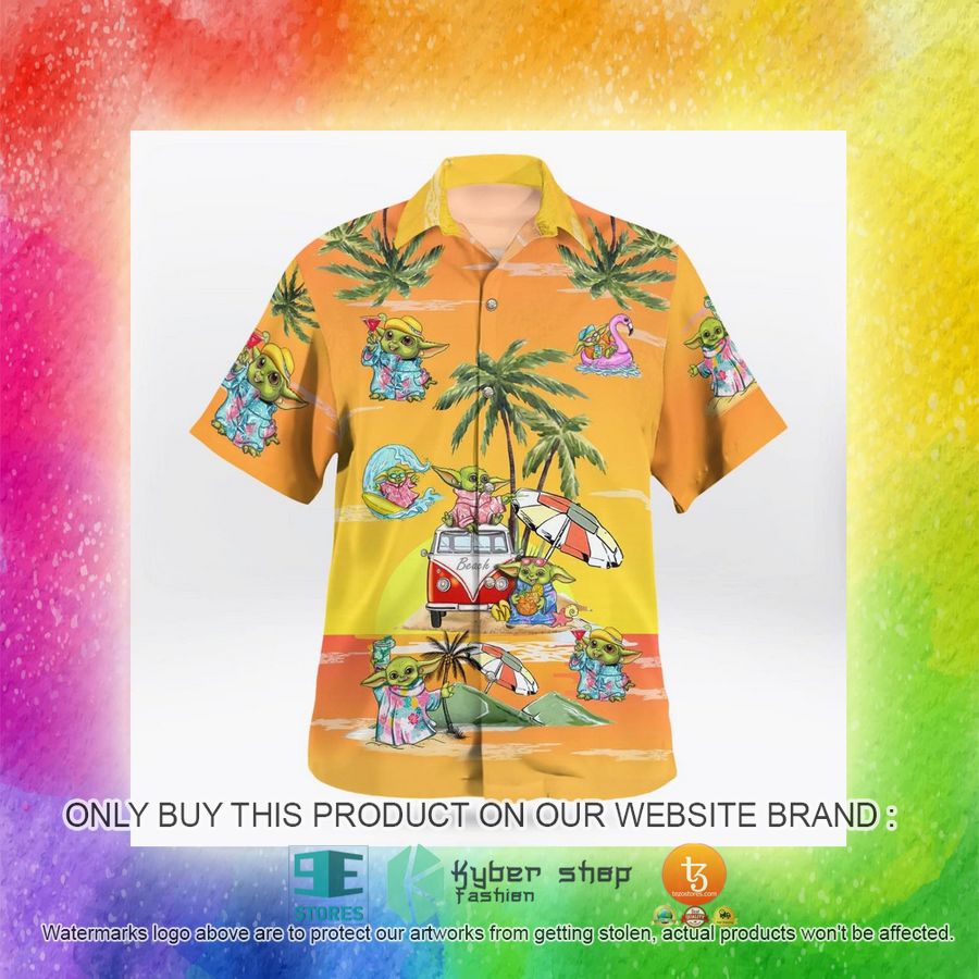 baby yoda summer time sunset yellow hawaiian shirt shorts 13 66478