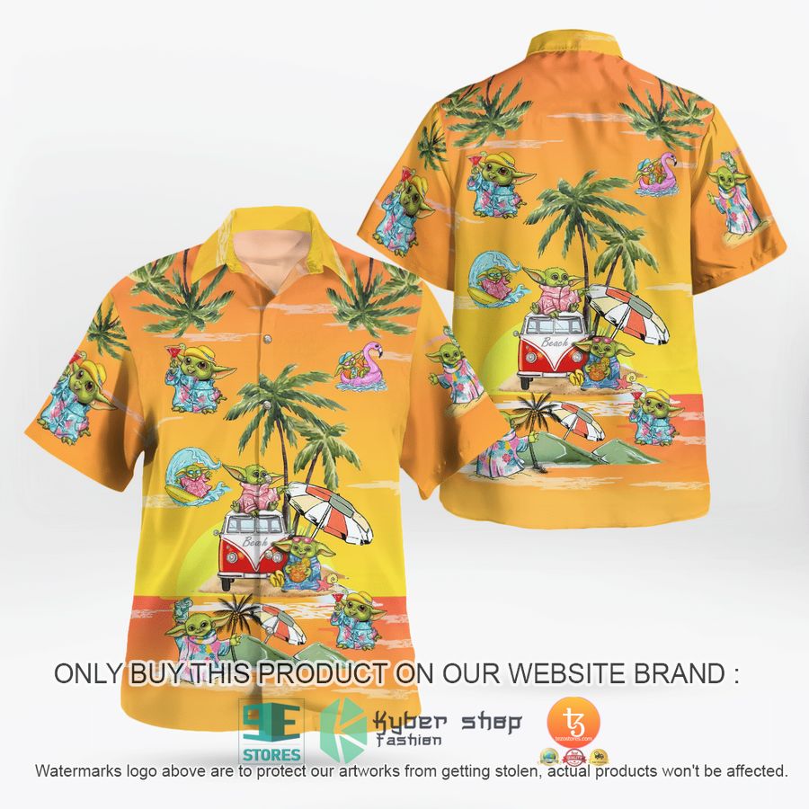 NEW Baby Yoda Summer Time Sunset Yellow Hawaii Shirt, Shorts 2 baby yoda summer time sunset yellow hawaiian shirt shorts 2 19773