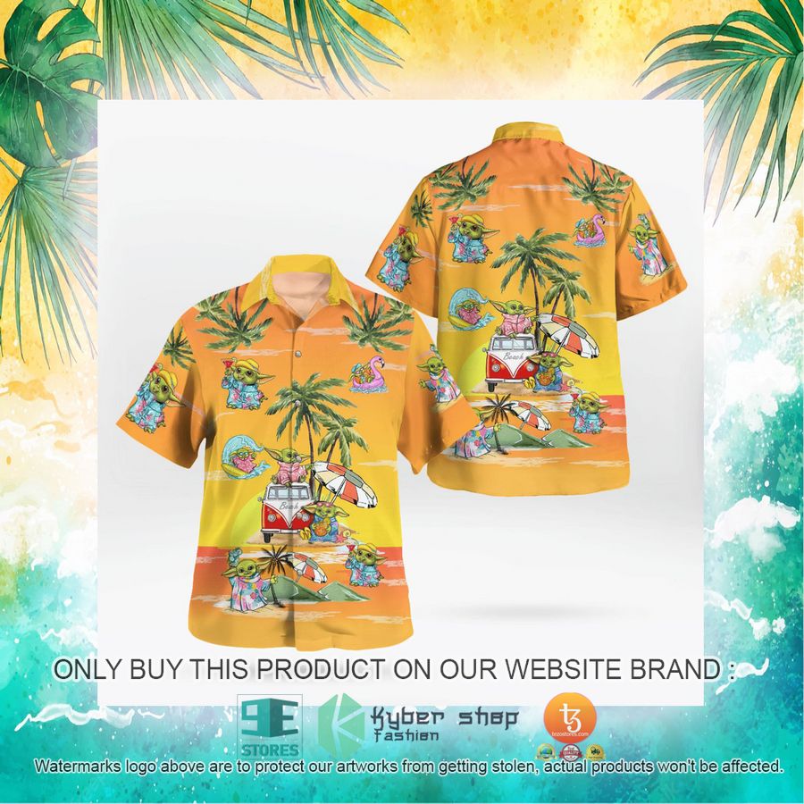 NEW Baby Yoda Summer Time Sunset Yellow Hawaii Shirt, Shorts 20 baby yoda summer time sunset yellow hawaiian shirt shorts 20 34615