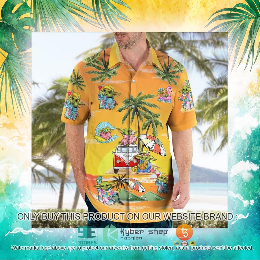 baby yoda summer time sunset yellow hawaiian shirt shorts 22 86455