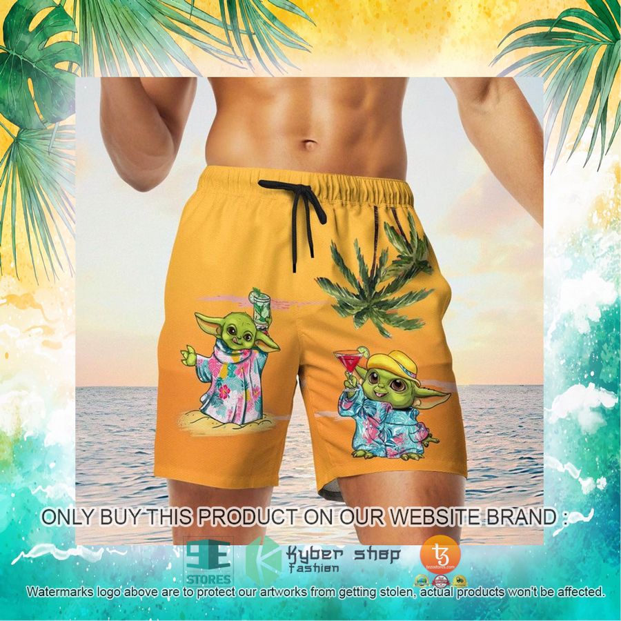 NEW Baby Yoda Summer Time Sunset Yellow Hawaii Shirt, Shorts 23 baby yoda summer time sunset yellow hawaiian shirt shorts 23 72480