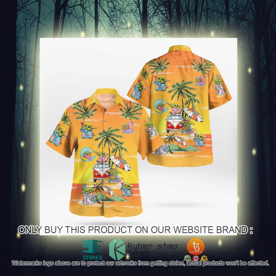 NEW Baby Yoda Summer Time Sunset Yellow Hawaii Shirt, Shorts 8 baby yoda summer time sunset yellow hawaiian shirt shorts 8 26140