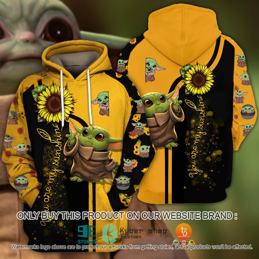 baby yoda sunflowers you are my sunshine 3d hoodie 1 99153