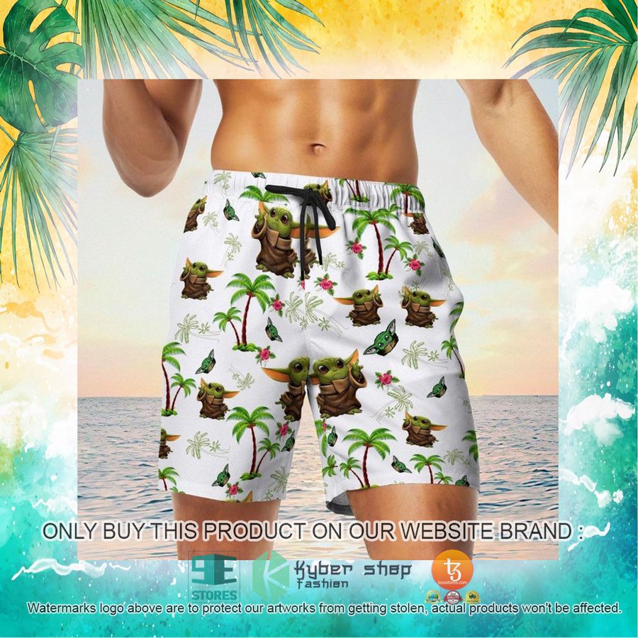 baby yoda tropical pattern hawaiian shirt shorts 23 88693