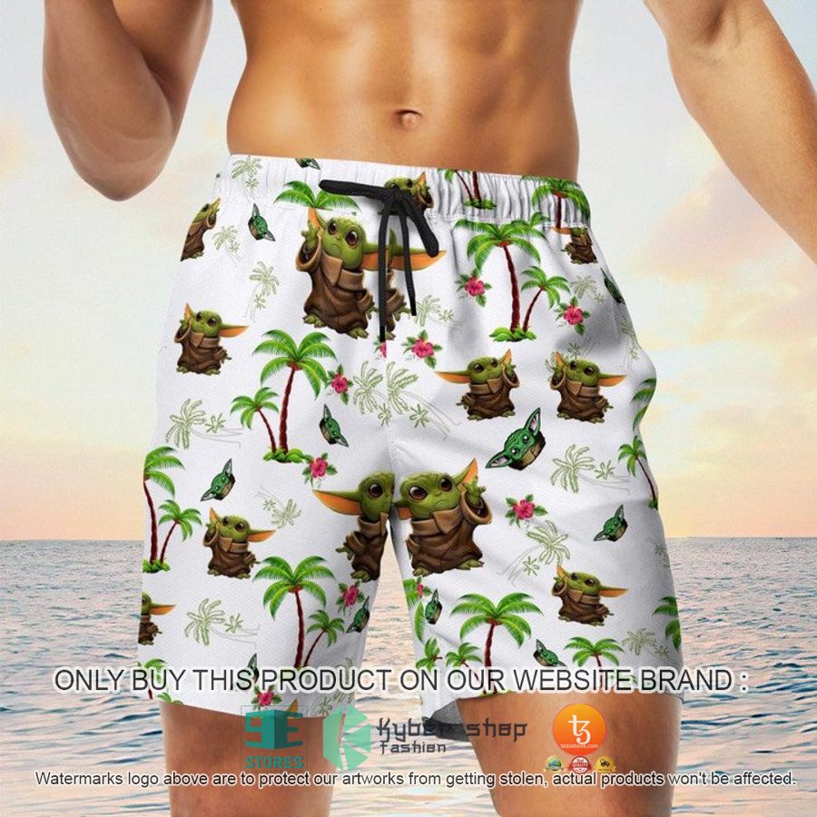 baby yoda tropical pattern hawaiian shirt shorts 5 2936