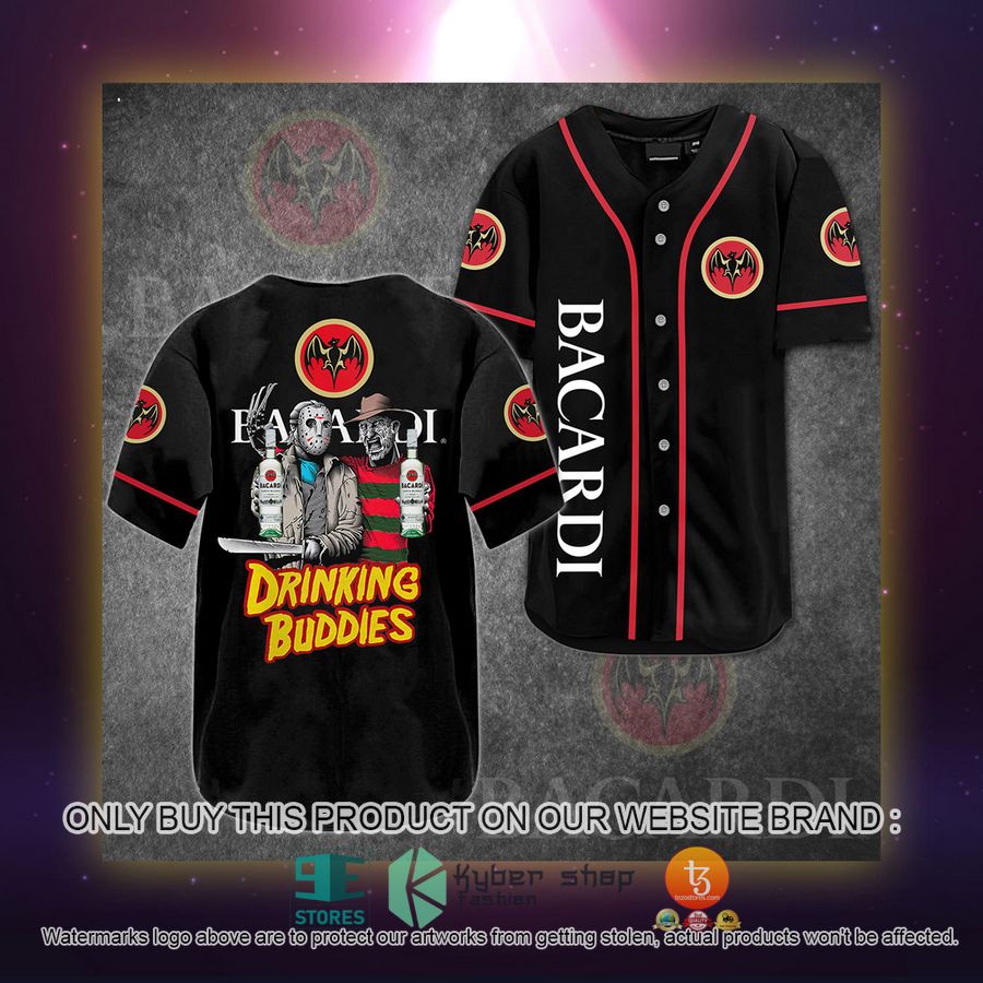 NEW Bacardi Jason Voorhees Freddy Krueger Drinking Buddies Baseball Shirt 2 bacardi jason voorhees freddy krueger drinking buddies baseball jersey 2 5497