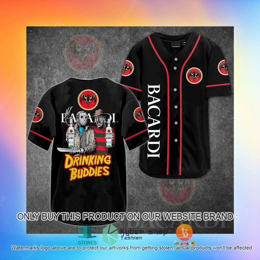NEW Bacardi Jason Voorhees Freddy Krueger Drinking Buddies Baseball Shirt 3 bacardi jason voorhees freddy krueger drinking buddies baseball jersey 3 35054