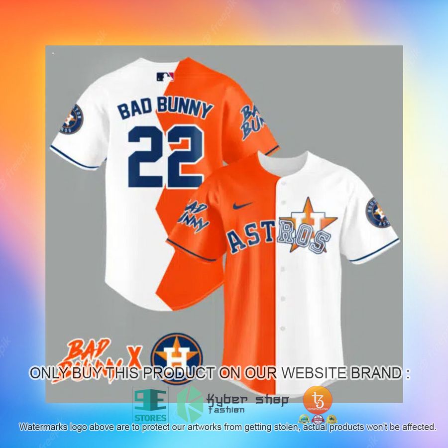 NEW Bad Bunny 22 Houston Astros white ornage Baseball Shirt 3 bad bunny 22 houston astros white ornage baseball jersey 3 24387