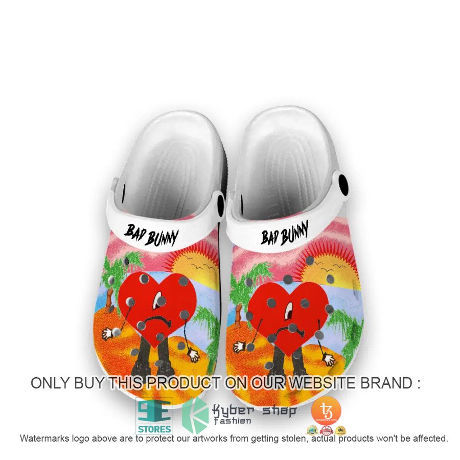 bad bunny art heart crocband clog shoes 1 13085